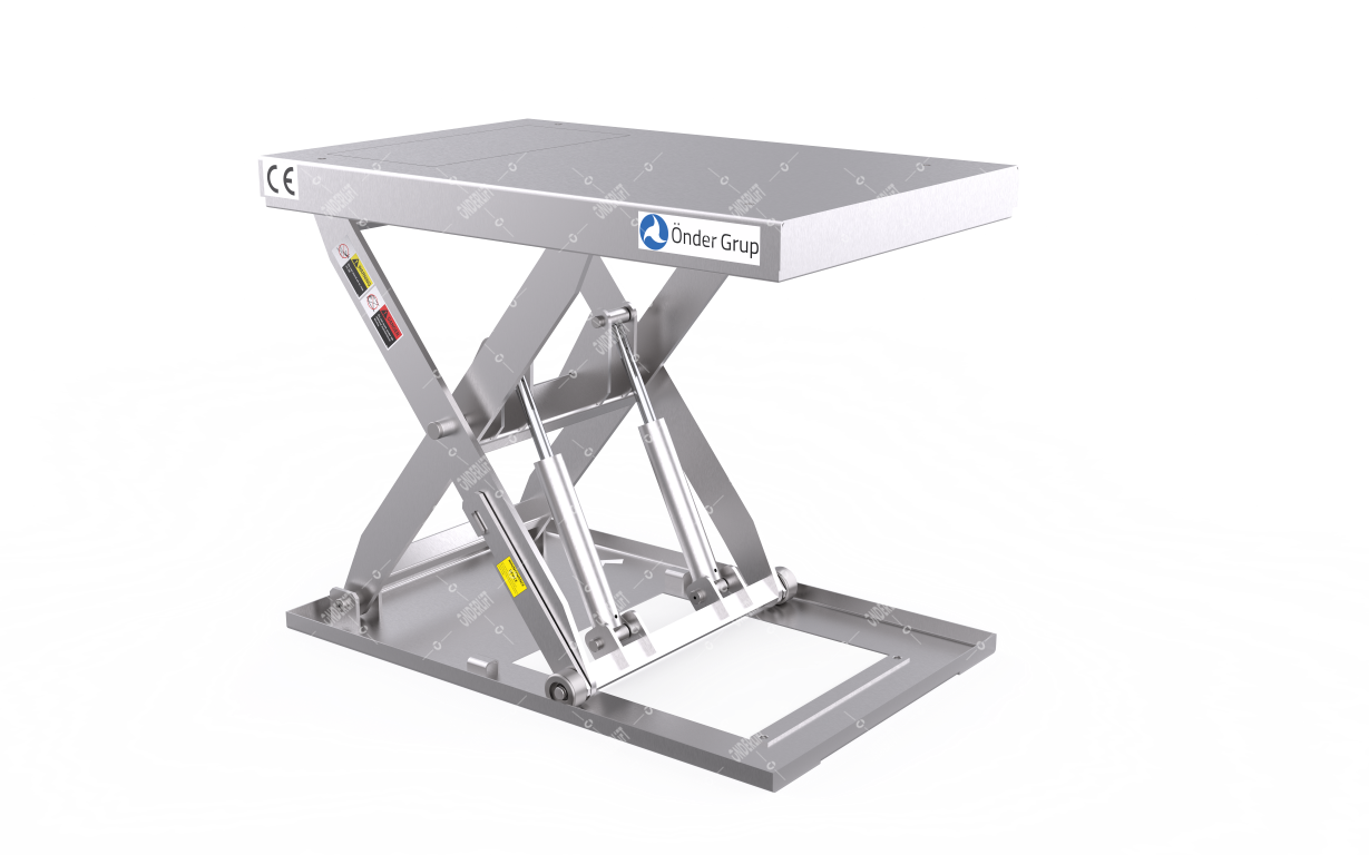 Stainless Steel Single Scissor Lift Table 500 kg Kapasite 950 x 600 mm Platform 600 mm Strok